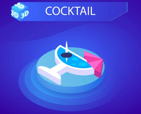 Cocktail Ícone Design Isométrico Ilustração Web Vetorial Conceito Colorido — Vetor de Stock
