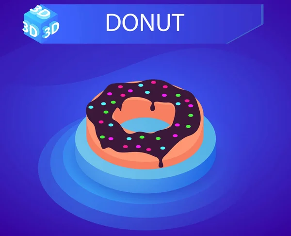Donut Isometric Design Icon Vector Web Illustration Colorful Concept — Stock Vector