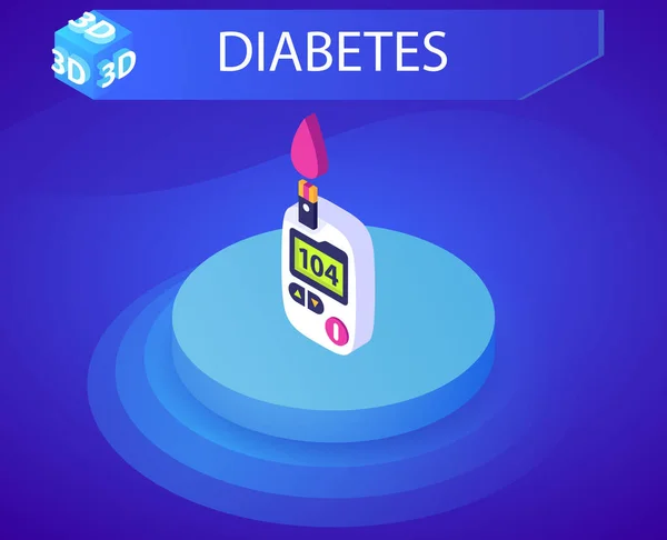 糖尿病等距设计图标 矢量网络说明 3D色彩丰富的概念 — 图库矢量图片