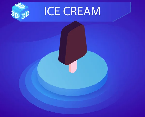 Ice Cream Isometric Design Icon Vector Web Illustration Colorful Concept — Stock Vector