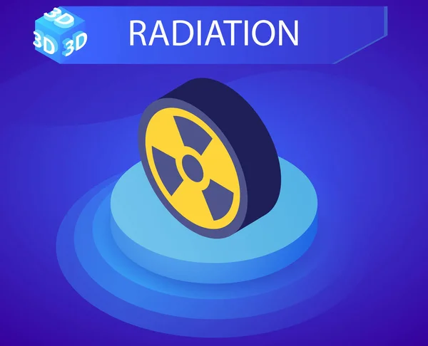 Radyasyon Izometrik Tasarım Ikonu Vektör Web Illüstrasyonu Renkli Konsept — Stok Vektör