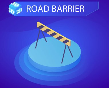 Yol bariyeri izometrik tasarım simgesi. Vektör web illüstrasyonu. 3d renkli konsept
