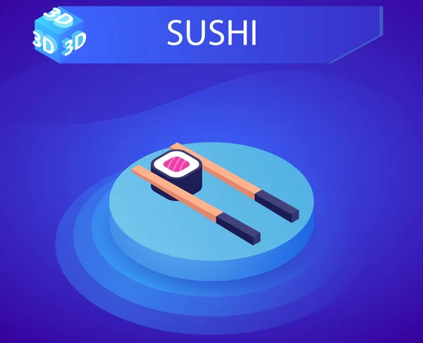 Sushi Isometrische Design Ikone Vektor Web Illustration Buntes Konzept — Stockvektor