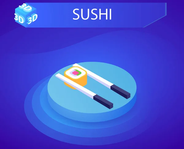 Izometryczna Ikona Sushi Ilustracja Sieci Wektorowej Kolorowa Koncepcja — Wektor stockowy
