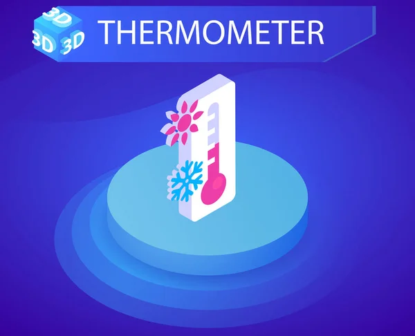 温度计等距设计图标 矢量网络说明 3D色彩丰富的概念 — 图库矢量图片