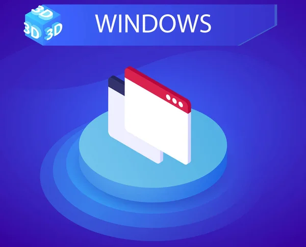 Icono Diseño Isométrico Windows Ilustración Web Vectorial Concepto Colorido — Vector de stock