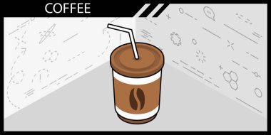 Kahve izometrik tasarım ikonu. Vektör web illüstrasyonu. 3d renkli konsept