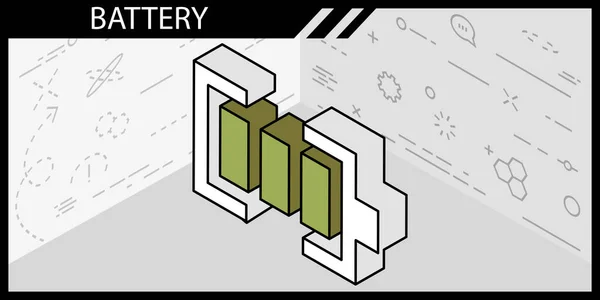 Icône Conception Isométrique Batterie Illustration Vectorielle Web Concept Coloré — Image vectorielle