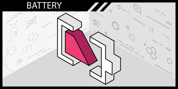 Icono Diseño Isométrico Batería Ilustración Web Vectorial Concepto Colorido — Archivo Imágenes Vectoriales