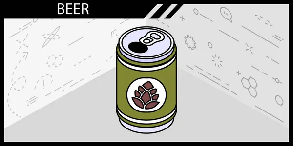 Ikona Projektu Izometrycznego Piwa Ilustracja Sieci Wektorowej Kolorowa Koncepcja — Wektor stockowy