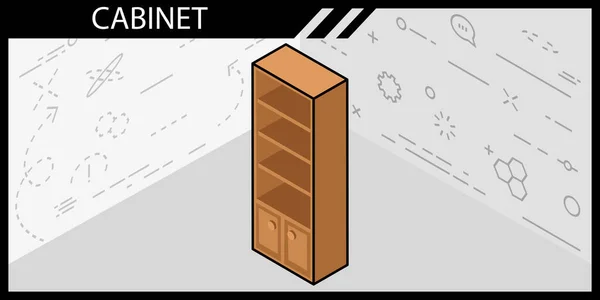 Izometryczna Ikona Projektu Szafy Ilustracja Sieci Wektorowej Kolorowa Koncepcja — Wektor stockowy