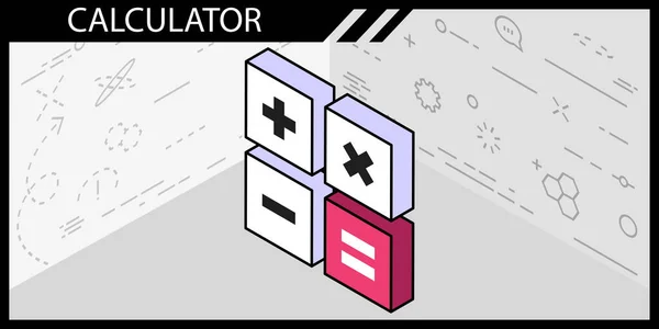 Számológép Izometrikus Tervezési Ikon Vektor Web Illusztráció Színes Fogalom — Stock Vector