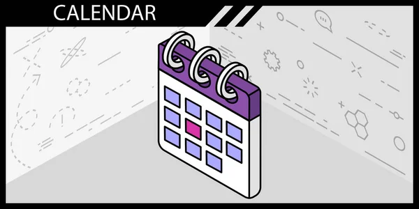 Kalender Isometrisch Ontwerp Icoon Vector Web Illustratie Kleurrijk Concept — Stockvector