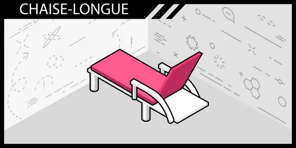 Chaise Longue Isometrisk Design Ikon Vektor Webb Illustration Färgstarkt Koncept — Stock vektor