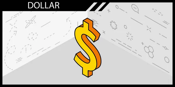 Dollar Isometric Design Icon Vector Web Illustration Colorful Concept — Stock Vector