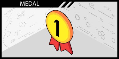 Madalya izometrik tasarım ikonu. Vektör web illüstrasyonu. 3d renkli konsept