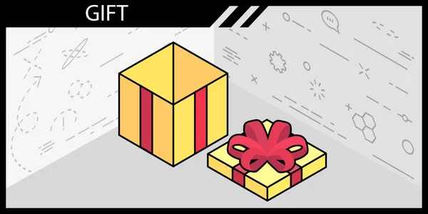 Gift Isometric Design Icon Vector Web Illustration Colorful Concept — ストックベクタ