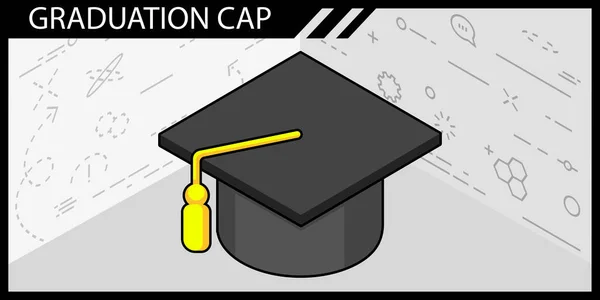 Graduation Cap Isometrisches Design Symbol Vektor Web Illustration Buntes Konzept — Stockvektor