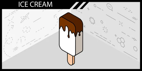 Иконка Изометрического Дизайна Мороженого Векторная Веб Иллюстрация Красочная Концепция — стоковый вектор