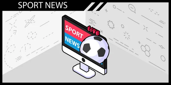 Sport News Isometrische Design Ikone Vektor Web Illustration Buntes Konzept — Stockvektor