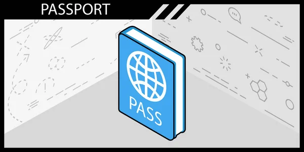 Pasaport Izometrik Tasarım Simgesi Vektör Web Illüstrasyonu Renkli Konsept — Stok Vektör