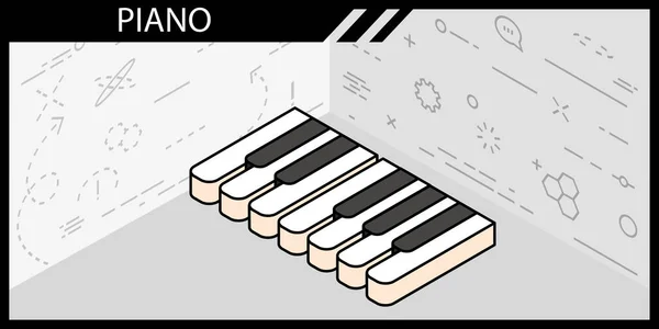 Piano Izometrikus Design Ikon Vektor Web Illusztráció Színes Fogalom — Stock Vector