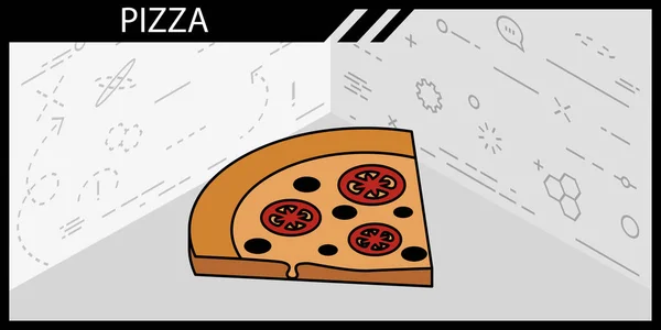 Icono Diseño Isométrico Pizza Ilustración Web Vectorial Concepto Colorido — Vector de stock