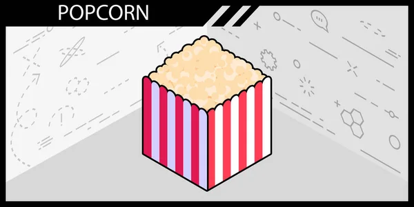 Popcorn Isometrische Design Ikone Vektor Web Illustration Buntes Konzept — Stockvektor