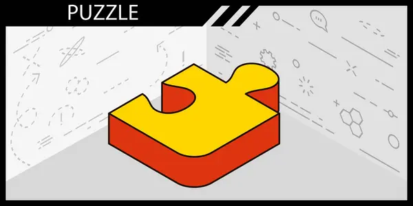 Puzzle Icône Conception Isométrique Illustration Vectorielle Web Concept Coloré — Image vectorielle