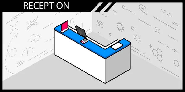 Icono Diseño Isométrico Recepción Ilustración Web Vectorial Concepto Colorido — Vector de stock