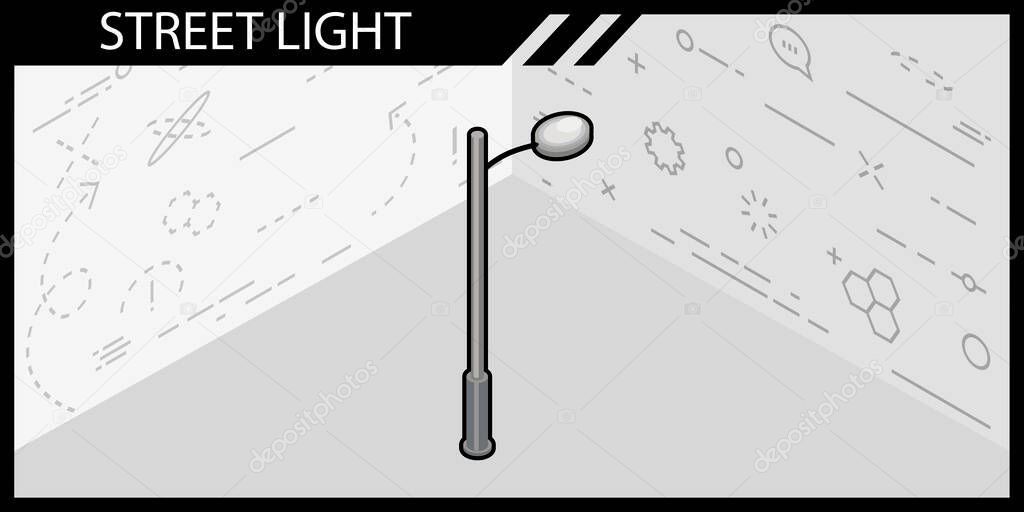 Street light isometric design icon. Vector web illustration. 3d colorful concept