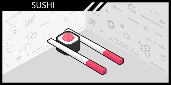 Sushi Isometric Design Icon Vector Web Illustration Colorful Concept — Stock Vector