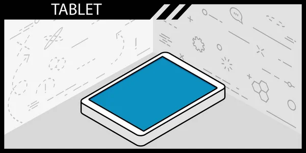 Tablet Izometrik Tasarım Simgesi Vektör Web Illüstrasyonu Renkli Konsept — Stok Vektör