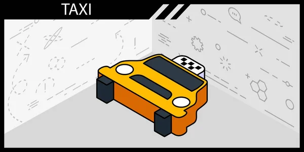 Ikona Izometrického Designu Taxi Vektorový Web Ilustrace Barevný Koncept — Stockový vektor