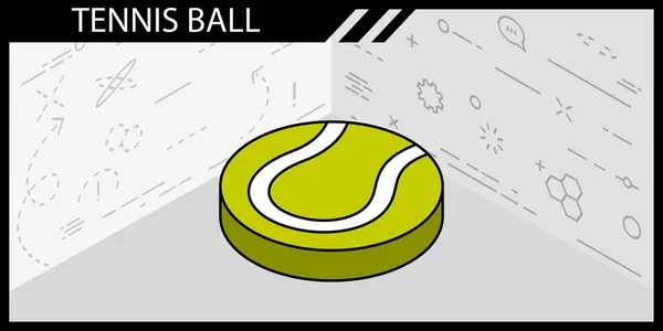 Tennis Bal Isometrisch Ontwerp Pictogram Vector Web Illustratie Kleurrijk Concept — Stockvector
