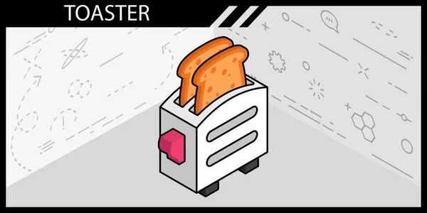 Toaster Isometrische Design Ikone Vektor Web Illustration Buntes Konzept — Stockvektor