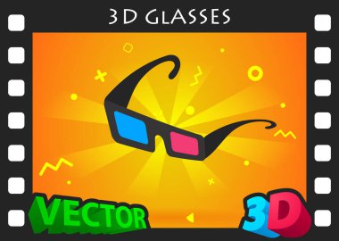 3D gözlük izometrik tasarım ikonu. Vektör web illüstrasyonu. 3d renkli konsept