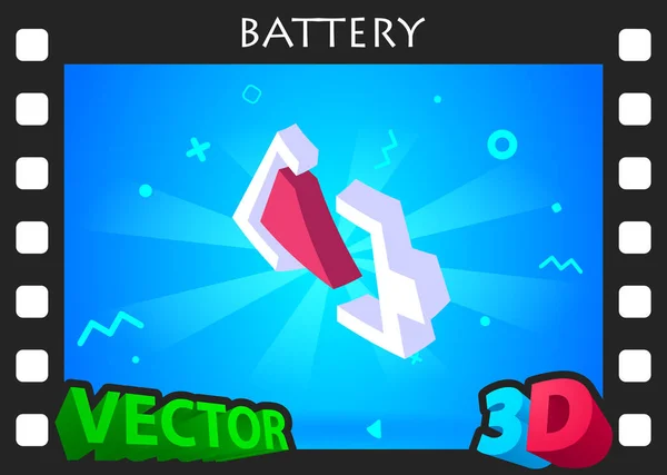 Battery Isometric Design Icon Vector Web Illustration Colorful Concept — ストックベクタ