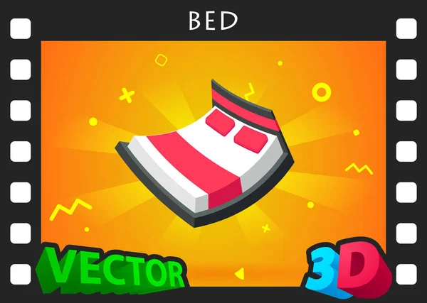Bed Isometric Design Icon Vector Web Illustration Colorful Concept — ストックベクタ