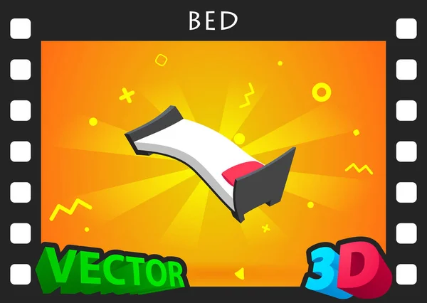 Bed Isometric Design Icon Vector Web Illustration Colorful Concept — ストックベクタ