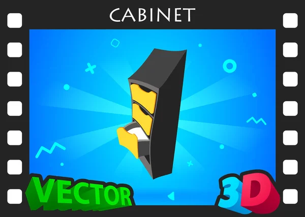 Cabinet Isometric Design Icon Vector Web Illustration Colorful Concept — ストックベクタ