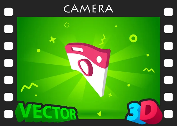 Camera Isometric Design Icon Vector Web Illustration Colorful Concept — ストックベクタ