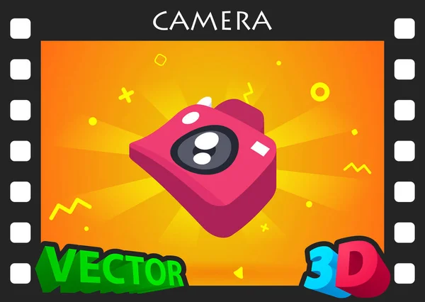 Camera Isometric Design Icon Vector Web Illustration Colorful Concept — ストックベクタ