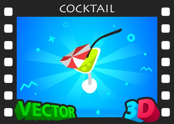Cocktail Isometrische Design Ikone Vektor Web Illustration Buntes Konzept — Stockvektor