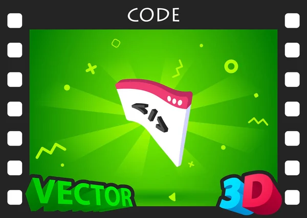 Code Isometric Design Icon Vector Web Illustration Colorful Concept — ストックベクタ