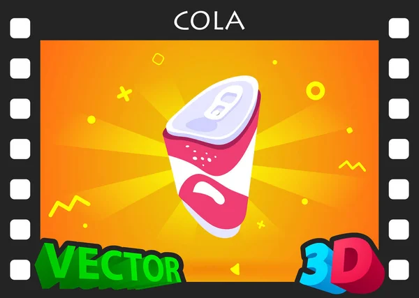 Cola Isometric Design Icon Vector Web Illustration Colorful Concept — ストックベクタ