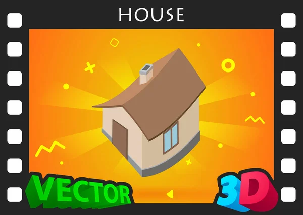 Hus Isometrisk Design Ikon Vektor Webb Illustration Färgstarkt Koncept — Stock vektor