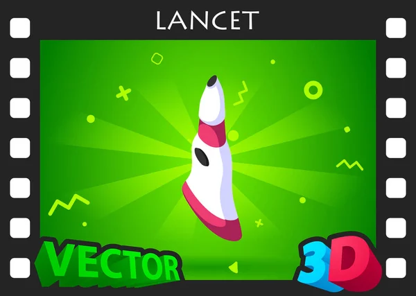 Icono Diseño Isométrico Lancet Ilustración Web Vectorial Concepto Colorido — Vector de stock