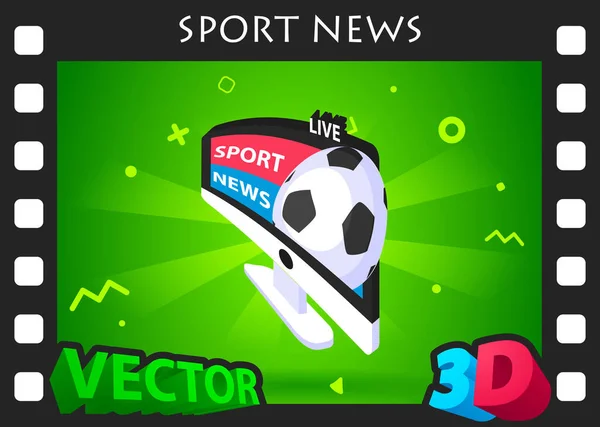 Sport News Isometrische Design Ikone Vektor Web Illustration Buntes Konzept — Stockvektor