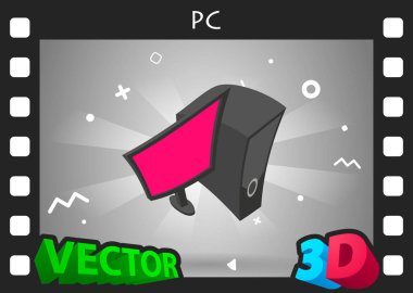 Pc izometrik tasarım simgesi. Vektör web illüstrasyonu. 3d renkli konsept